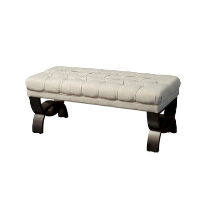 Banc ottoman en tissu capitonné - 41.00 L x 17.25 l x 16.75 H