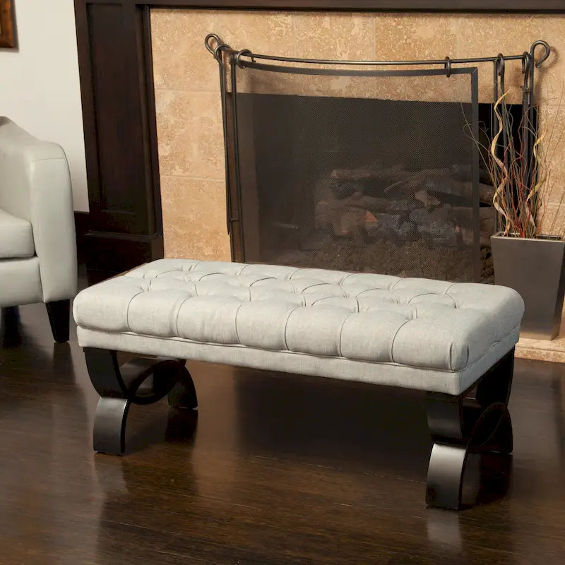 Banc ottoman en tissu capitonné - 41.00 L x 17.25 l x 16.75 H