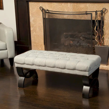 Banc ottoman en tissu capitonné - 41.00 L x 17.25 l x 16.75 H