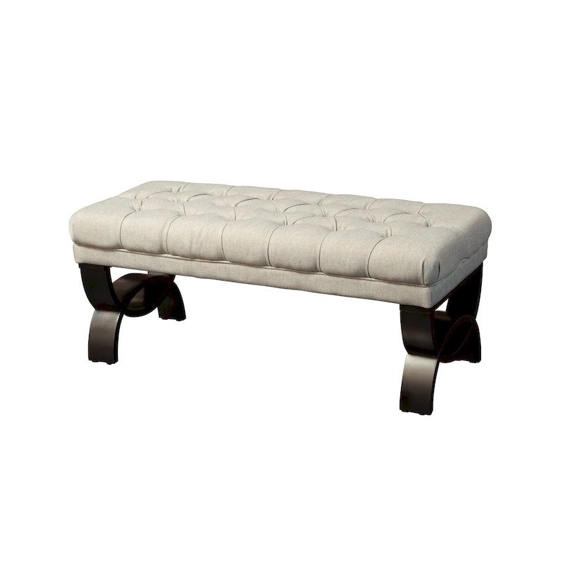 Banc ottoman en tissu capitonné - 41.00 L x 17.25 l x 16.75 H