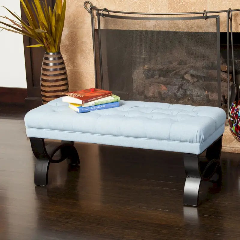 Banc ottoman en tissu capitonné - 41.00 L x 17.25 l x 16.75 H