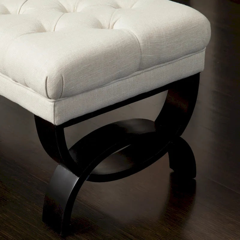 Banc ottoman en tissu capitonné - 41.00 L x 17.25 l x 16.75 H