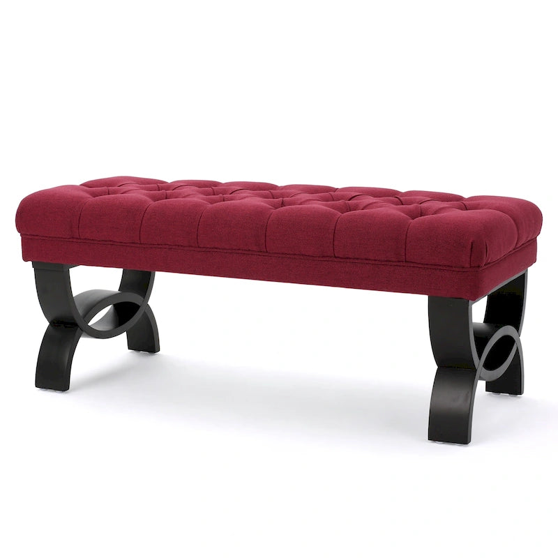 Banc ottoman en tissu capitonné - 41.00 L x 17.25 l x 16.75 H