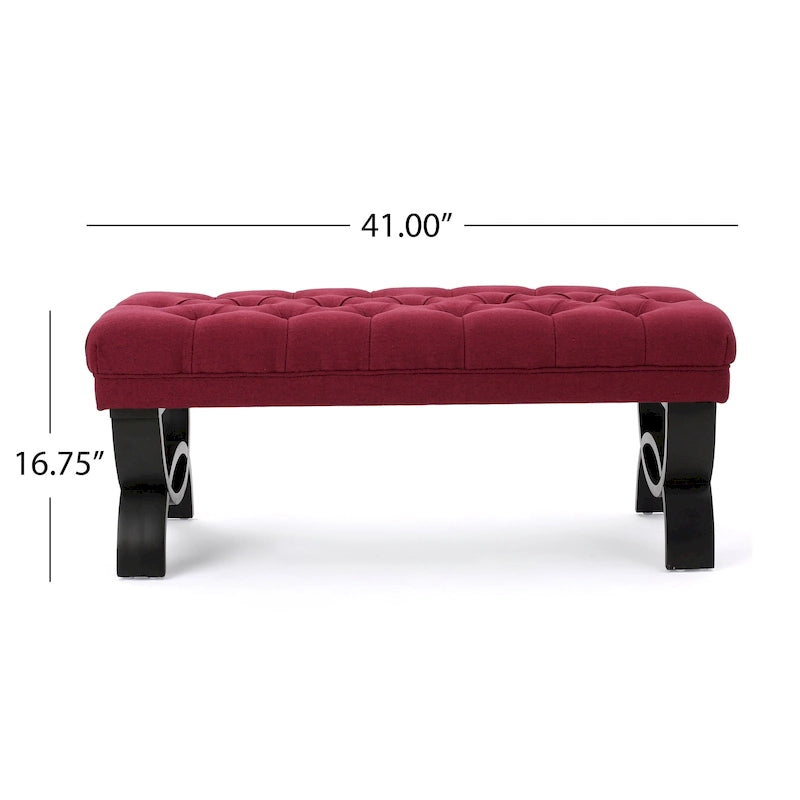 Banc ottoman en tissu capitonné - 41.00 L x 17.25 l x 16.75 H