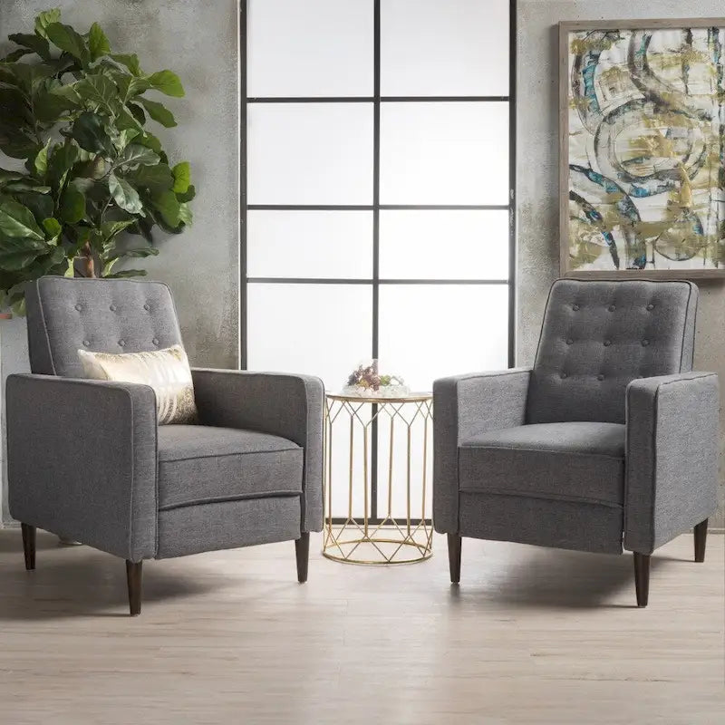 Fauteuil inclinable capitonné à dossier haut (ensemble de deux pièces)