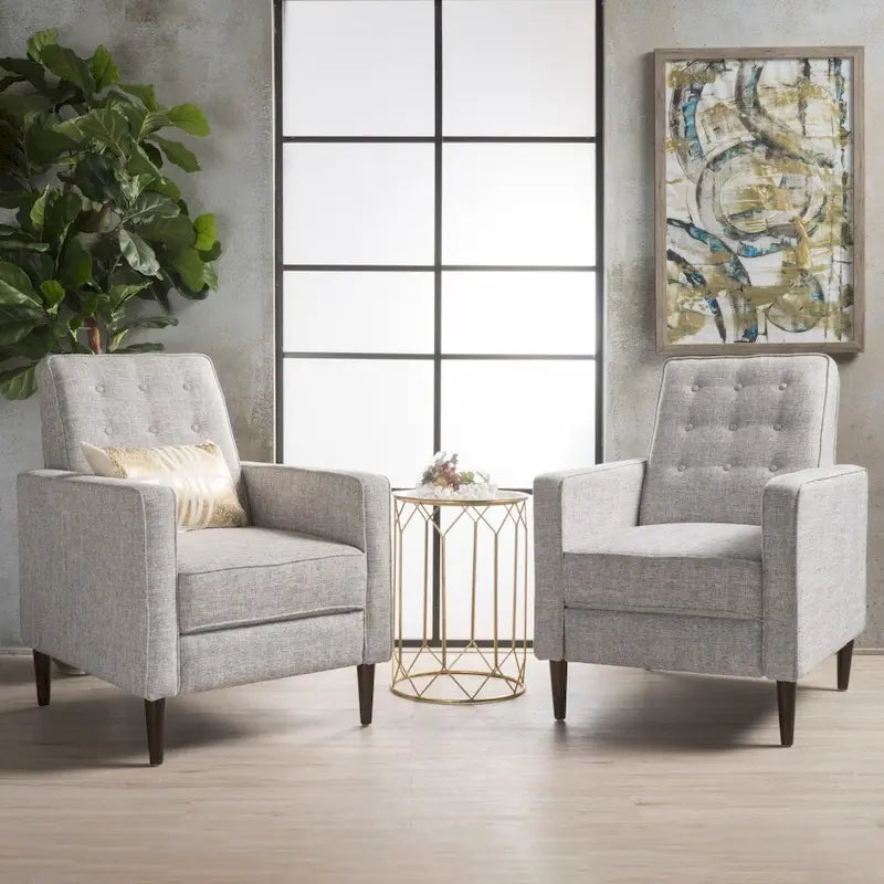 Fauteuil inclinable capitonné à dossier haut (ensemble de deux pièces)