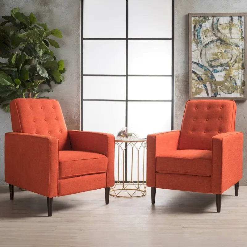 Fauteuil inclinable capitonné à dossier haut (ensemble de deux pièces)