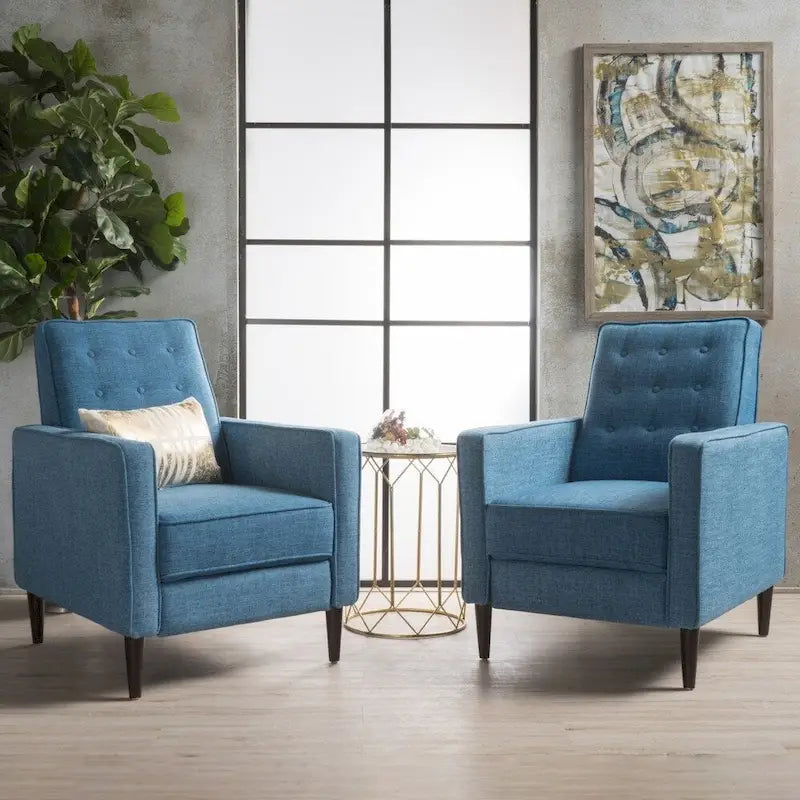 Fauteuil inclinable capitonné à dossier haut (ensemble de deux pièces)