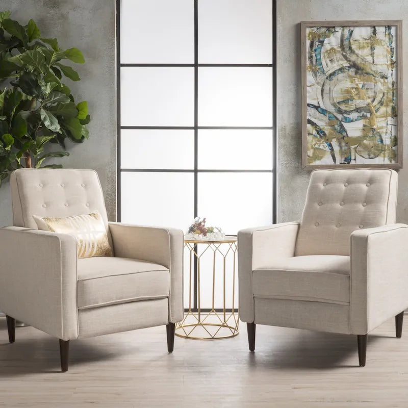 Fauteuil inclinable capitonné à dossier haut (ensemble de deux pièces)