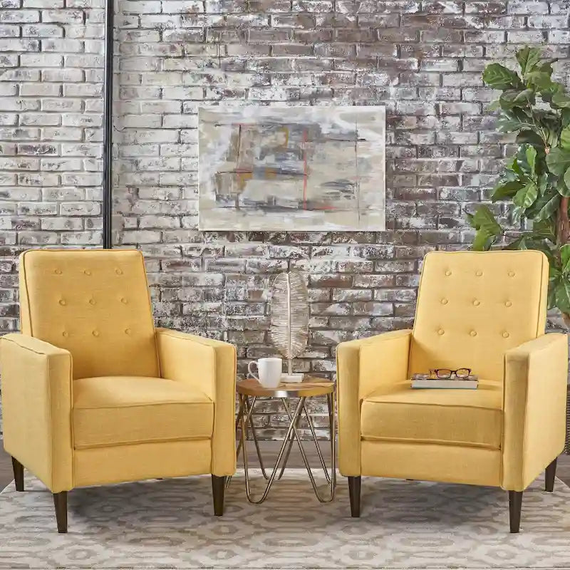Fauteuil inclinable capitonné à dossier haut (ensemble de deux pièces)