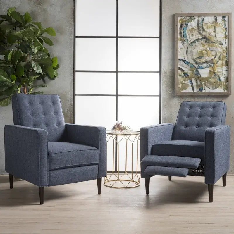 Fauteuil inclinable capitonné à dossier haut (ensemble de deux pièces)