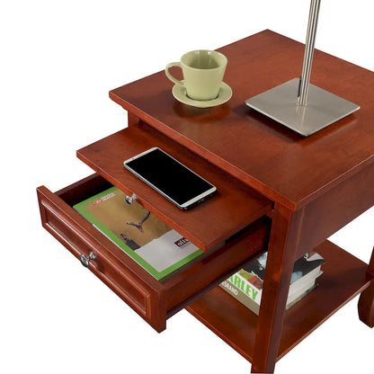 Table d'appoint avec tiroir et tablette coulissante