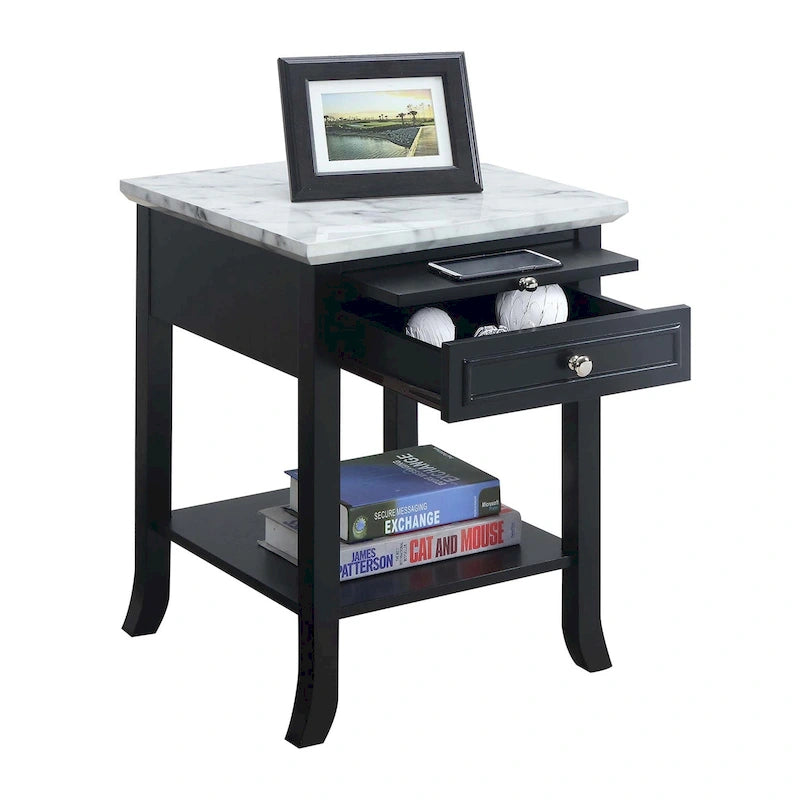 Table d'appoint avec tiroir et tablette coulissante