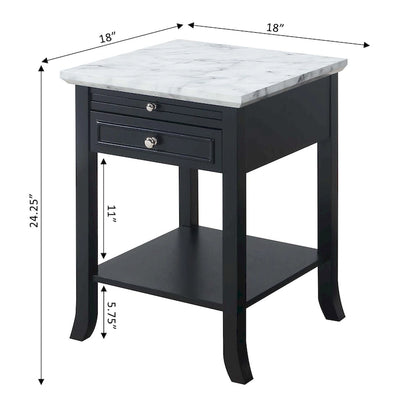 Table d'appoint avec tiroir et tablette coulissante