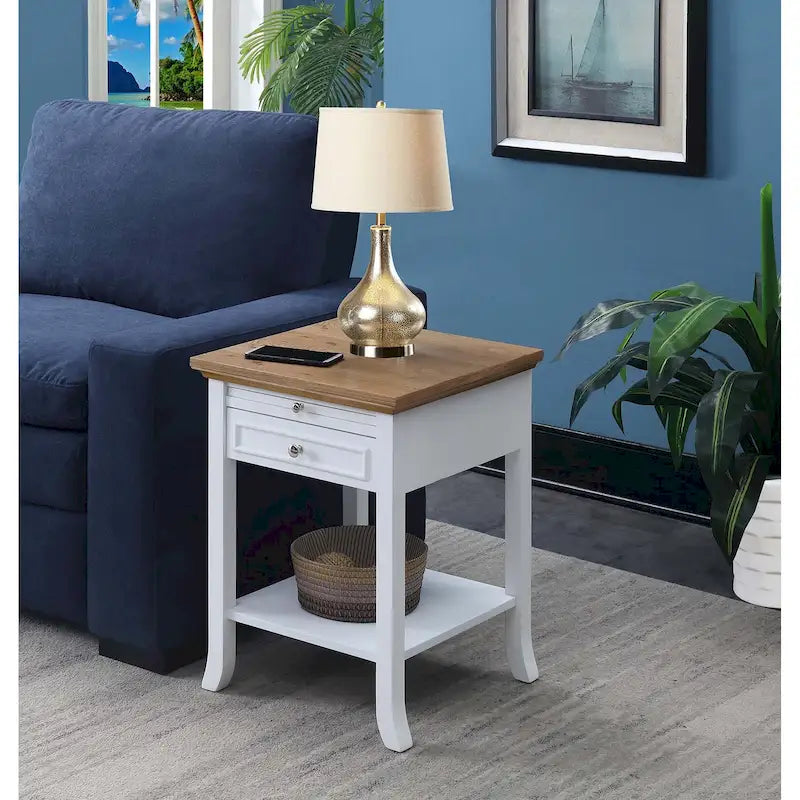 Table d'appoint avec tiroir et tablette coulissante