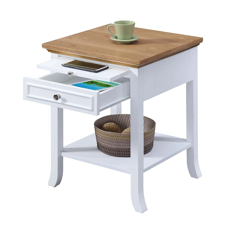 Table d'appoint avec tiroir et tablette coulissante