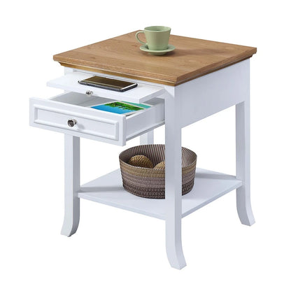 Table d'appoint avec tiroir et tablette coulissante