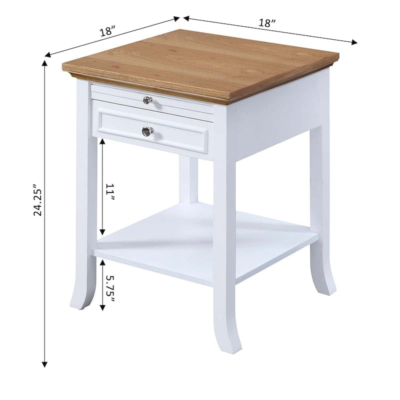 Table d'appoint avec tiroir et tablette coulissante