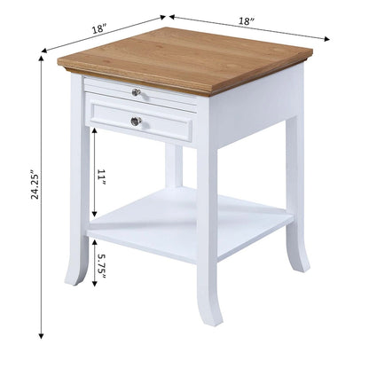 Table d'appoint avec tiroir et tablette coulissante