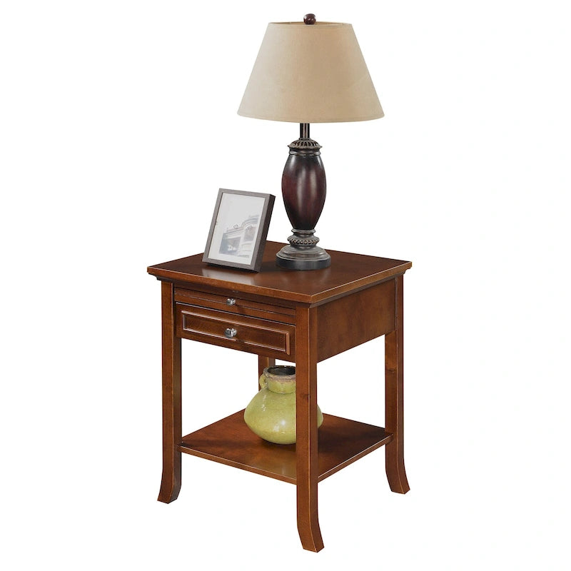 Table d'appoint avec tiroir et tablette coulissante