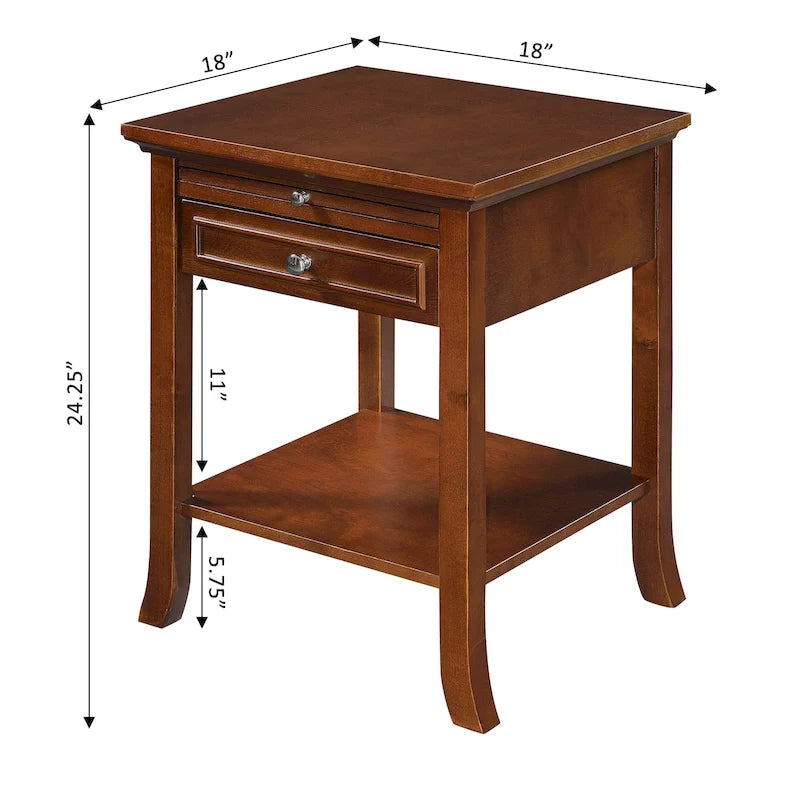 Table d'appoint avec tiroir et tablette coulissante