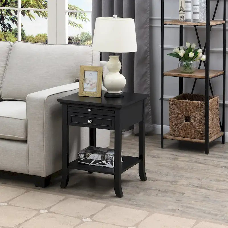 Table d'appoint avec tiroir et tablette coulissante