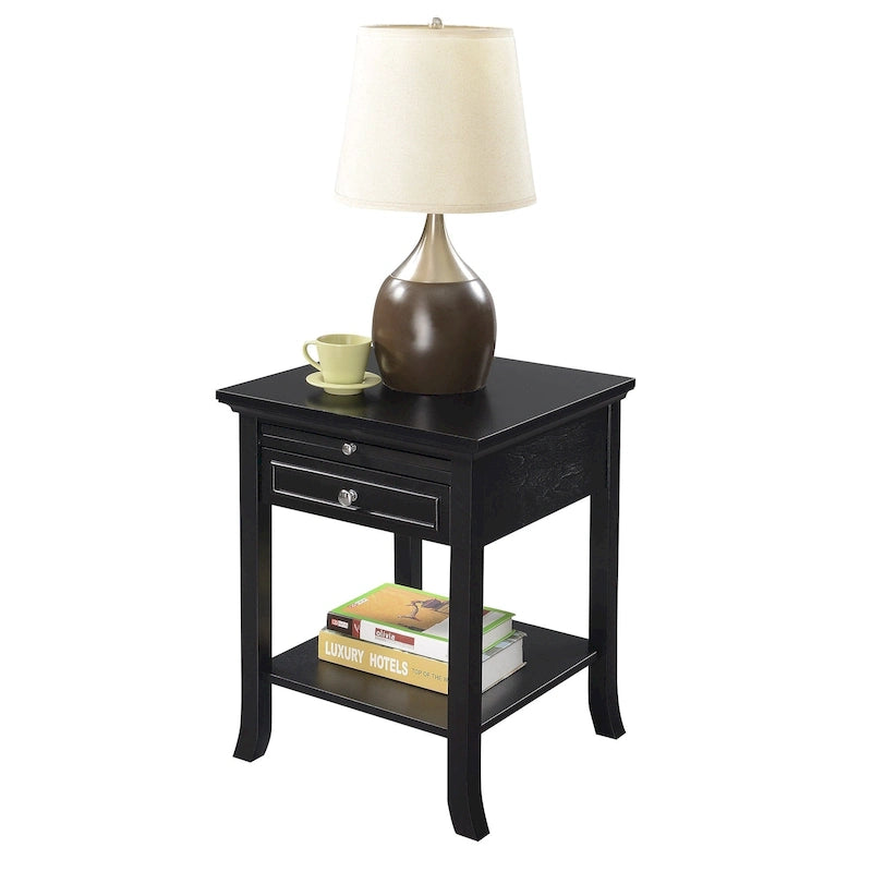 Table d'appoint avec tiroir et tablette coulissante