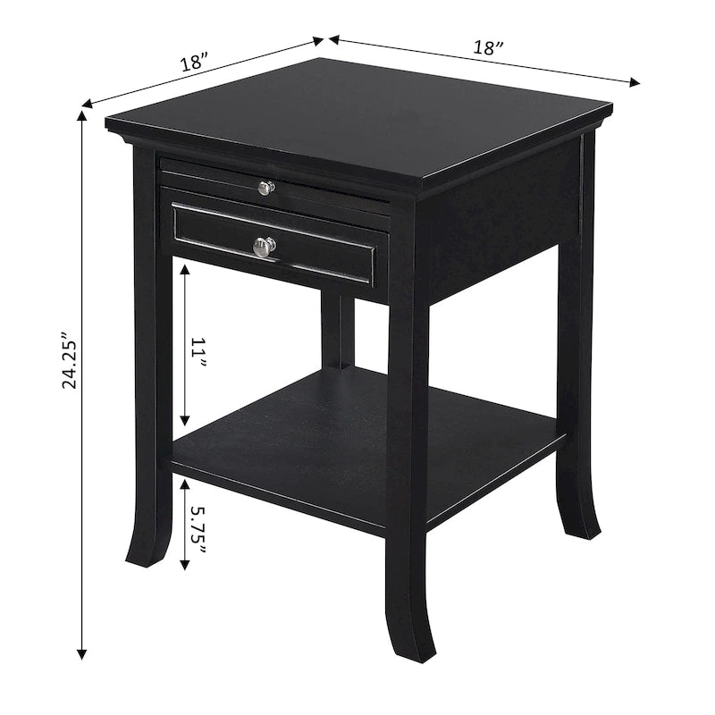 Table d'appoint avec tiroir et tablette coulissante