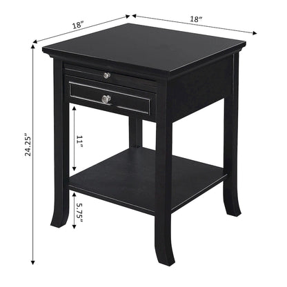 Table d'appoint avec tiroir et tablette coulissante