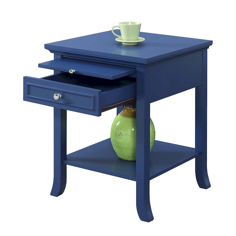 Table d'appoint avec tiroir et tablette coulissante