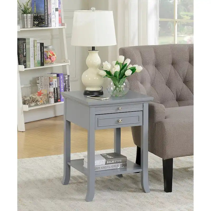 Table d'appoint avec tiroir et tablette coulissante