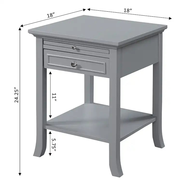 Table d'appoint avec tiroir et tablette coulissante