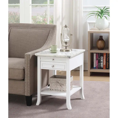 Table d'appoint avec tiroir et tablette coulissante