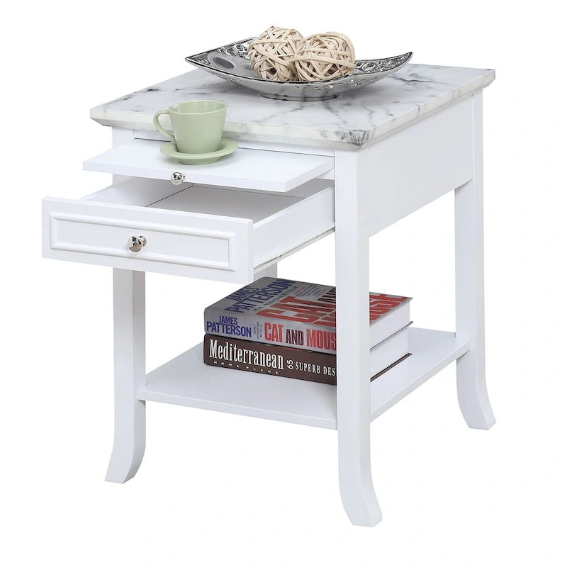 Table d'appoint avec tiroir et tablette coulissante
