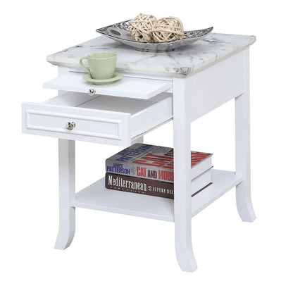 Table d'appoint avec tiroir et tablette coulissante