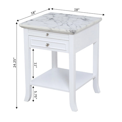 Table d'appoint avec tiroir et tablette coulissante