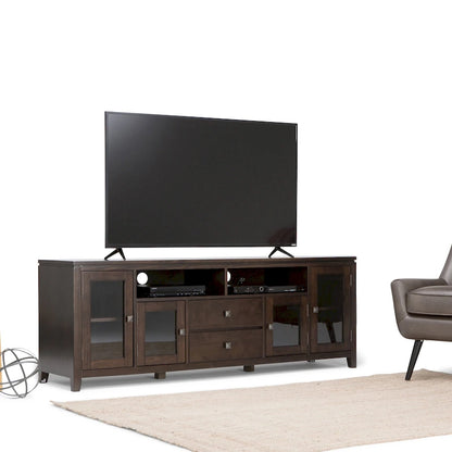 Meuble TV/Média Contemporain en Bois Massif de 183 cm de Large pour TV jusqu'à 80 pouces