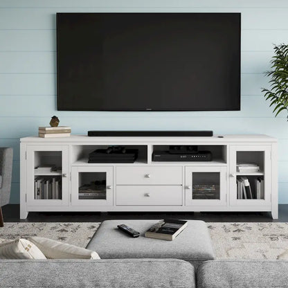 Meuble TV/Média Contemporain en Bois Massif de 183 cm de Large pour TV jusqu'à 80 pouces