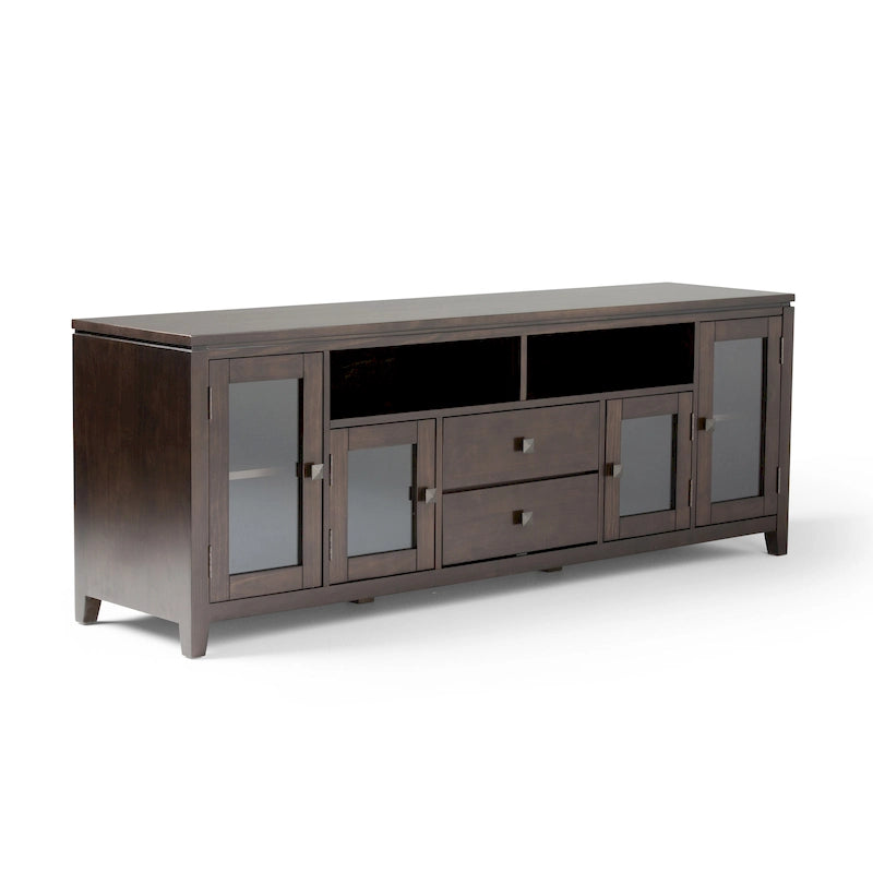 Meuble TV/Média Contemporain en Bois Massif de 183 cm de Large pour TV jusqu'à 80 pouces