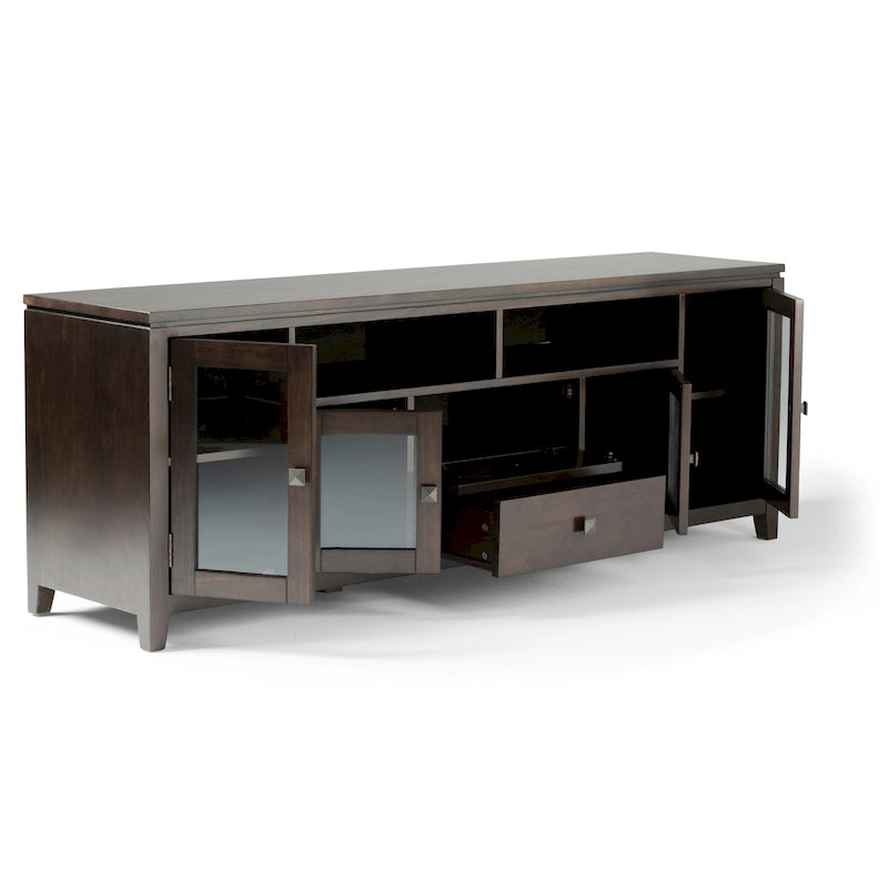 Meuble TV/Média Contemporain en Bois Massif de 183 cm de Large pour TV jusqu'à 80 pouces