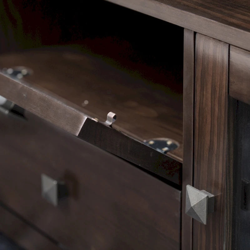 Meuble TV/Média Contemporain en Bois Massif de 183 cm de Large pour TV jusqu'à 80 pouces
