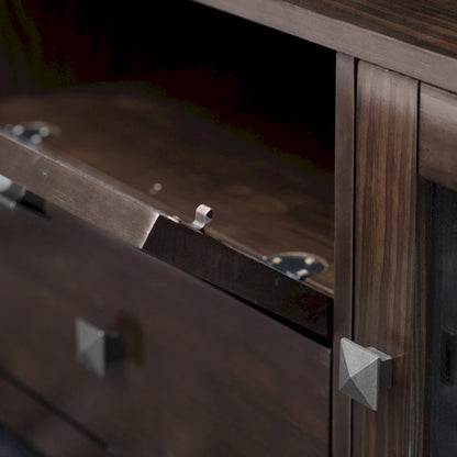 Meuble TV/Média Contemporain en Bois Massif de 183 cm de Large pour TV jusqu'à 80 pouces
