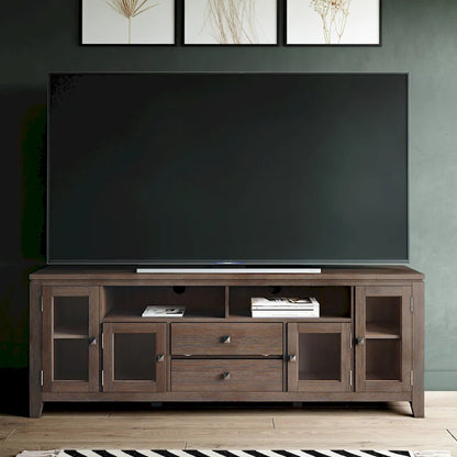 Meuble TV/Média Contemporain en Bois Massif de 183 cm de Large pour TV jusqu'à 80 pouces