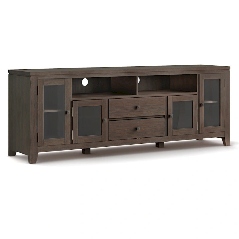 Meuble TV/Média Contemporain en Bois Massif de 183 cm de Large pour TV jusqu'à 80 pouces