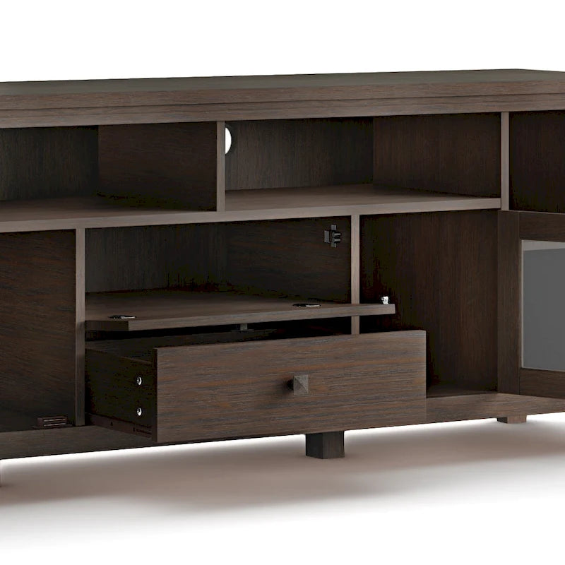 Meuble TV/Média Contemporain en Bois Massif de 183 cm de Large pour TV jusqu'à 80 pouces