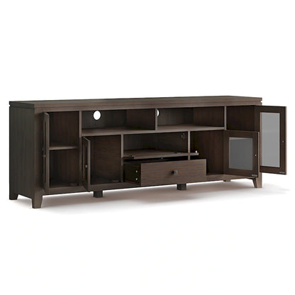 Meuble TV/Média Contemporain en Bois Massif de 183 cm de Large pour TV jusqu'à 80 pouces