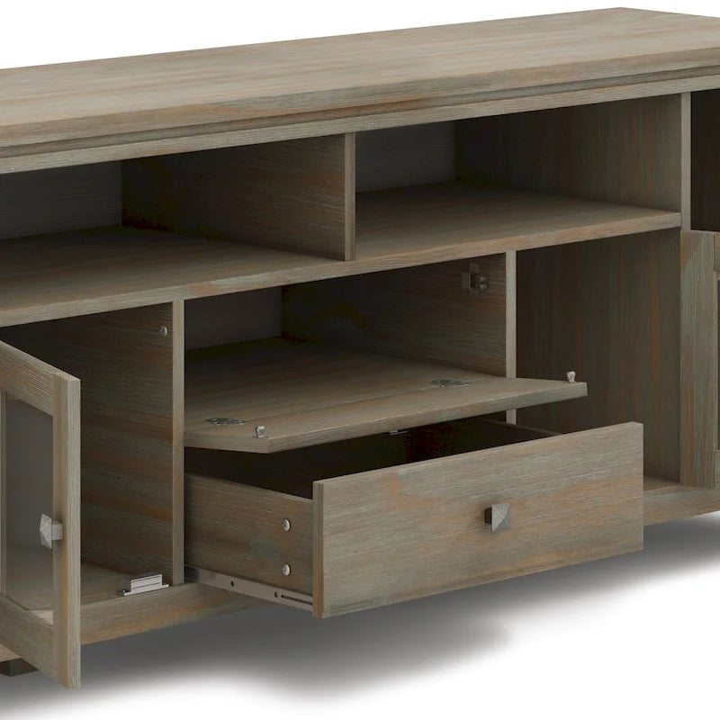 Meuble TV/Média Contemporain en Bois Massif de 183 cm de Large pour TV jusqu'à 80 pouces