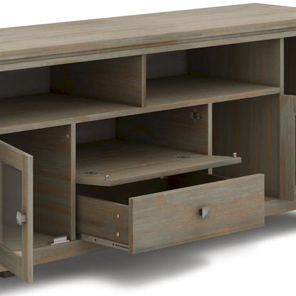 Meuble TV/Média Contemporain en Bois Massif de 183 cm de Large pour TV jusqu'à 80 pouces