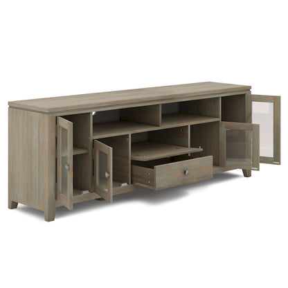 Meuble TV/Média Contemporain en Bois Massif de 183 cm de Large pour TV jusqu'à 80 pouces