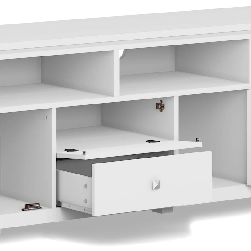 Meuble TV/Média Contemporain en Bois Massif de 183 cm de Large pour TV jusqu'à 80 pouces